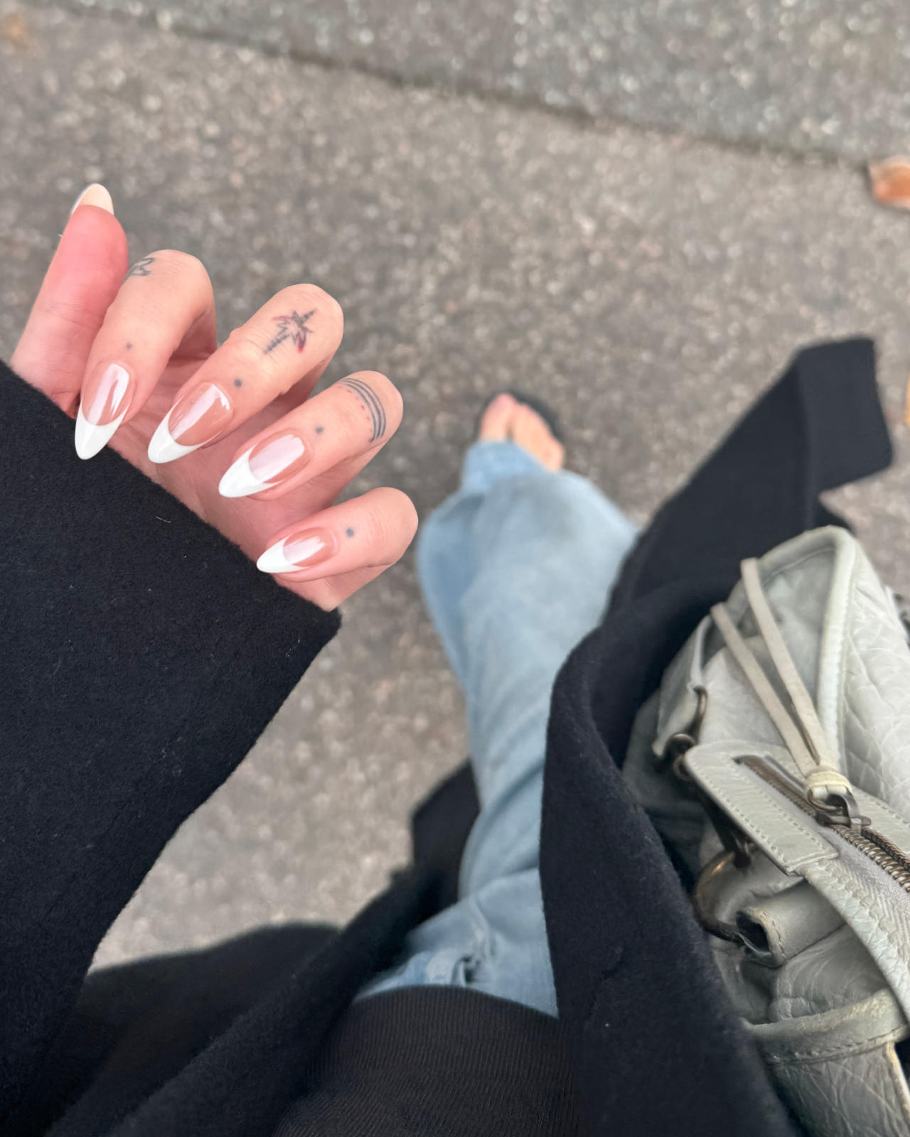Glazed press on nails with white french tips